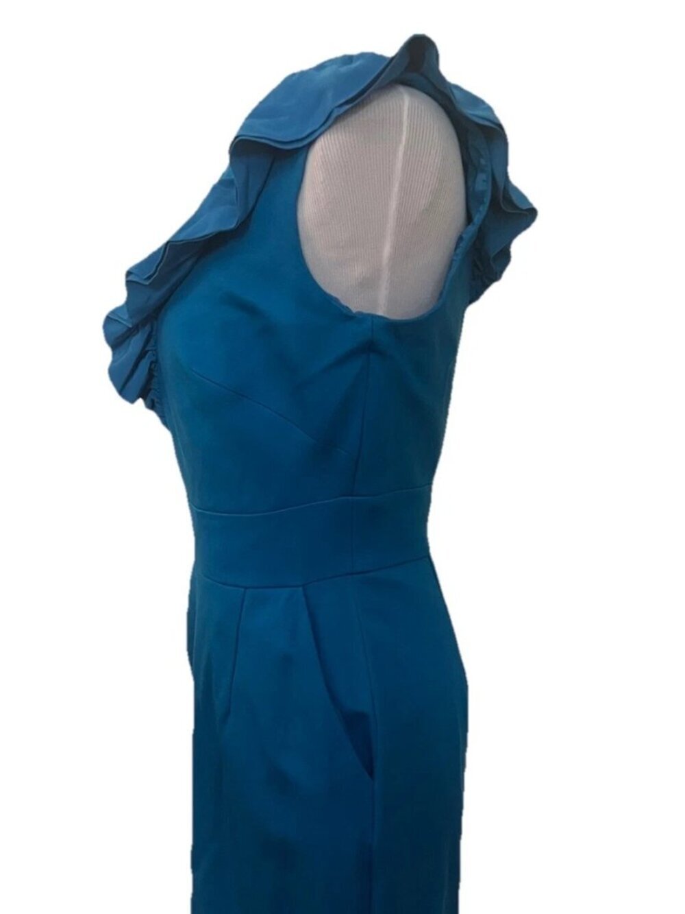 Trina Turk Cocktail Party One Shoulder Dress w/ pockets Blue - US 4 - Picture 3 of 6